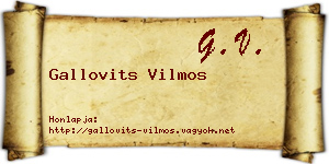 Gallovits Vilmos névjegykártya